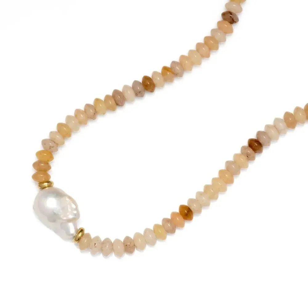 Topaz Beaded Baroque Pearl Necklace